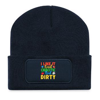 Pre K Teacher Loud Chaotic & Dirty Kindergarten - Recycelte Patch Beanie - French Navy - Vorne