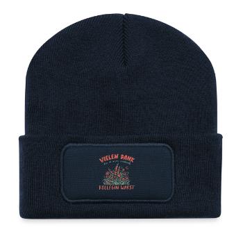Kollegin Abschied Retro Blumen Jobwechsel Rente - Recycelte Patch Beanie - French Navy - Vorne