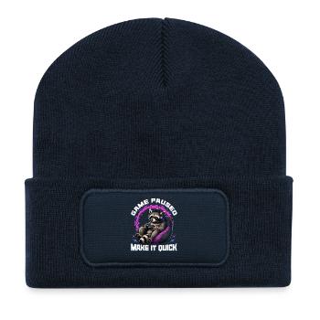 Jeu vidéo Gamer Gaming Raccoon - Beanie recyclé à patch - bleu marine - Devant