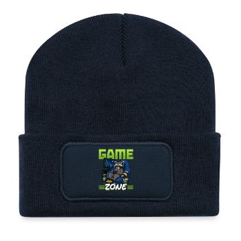 Jeu vidéo Gamer Gaming Raccoon - Beanie recyclé à patch - bleu marine - Devant