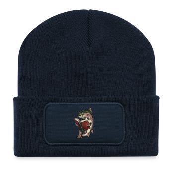 Bücherfisch Vintage Illustration - Recycelte Patch Beanie - French Navy - Vorne