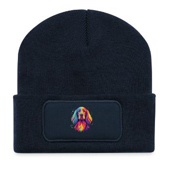 Watercolor Irish Setter - Red Setter Dog Mom Dad - Recycled Patch Beanie - french navy - Front