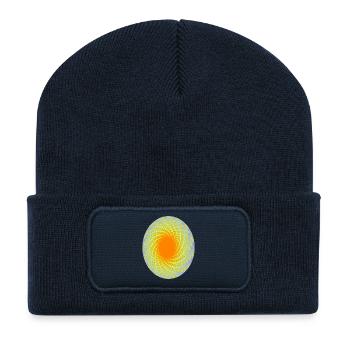 Spirale d’orange dans la lavande - Beanie recyclé à patch - bleu marine - Devant