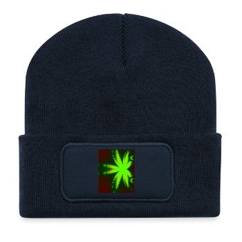 Neon Fractal Star Beam - Recycled Patch Beanie - french navy - Front
