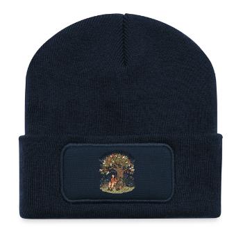 Sonnenuntergänge jagen Weibliche Bikepacking-Kunst - Recycelte Patch Beanie - French Navy - Vorne