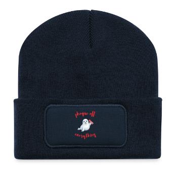 Alles abschließen – Fingerzeichen - Recycelte Patch Beanie - French Navy - Vorne