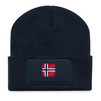 Norwegen Flagge Skandinavien Norwegen Fan - Recycelte Patch Beanie - French Navy - Vorne