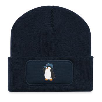 Chapeau de Pingouin - Beanie recyclé à patch - bleu marine - Devant