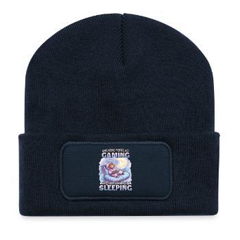 Gaming Weekend: Schlafender Sloth - Recycelte Patch Beanie - French Navy - Vorne