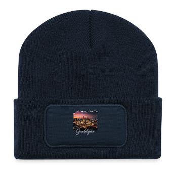 Nächtliche Guadalajara Skyline - Recycelte Patch Beanie - French Navy - Vorne