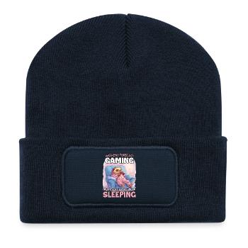 Wochenend-Gaming: Schlafendes Faultier - Recycelte Patch Beanie - French Navy - Vorne