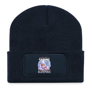 Weekend Gaming Schlafmodus Faultier - Recycelte Patch Beanie - French Navy - Vorne