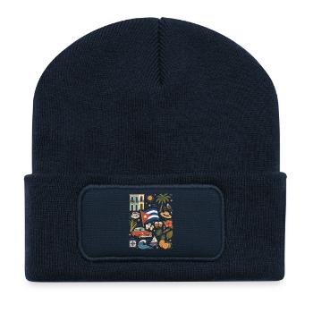 Kuba | Oldtimer, Musik & Karibik - Recycelte Patch Beanie - French Navy - Vorne