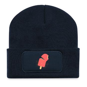 Playful Summer Bite – Minimalist Popsicle Design - Recycled Patch Beanie - french navy - Front