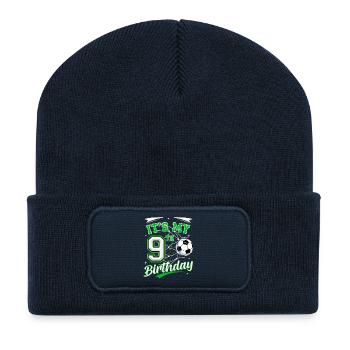 Its My 9th Birthday Soccer Boys 9 Years Birthday 9 - Recycled Patch Beanie - french navy - Front