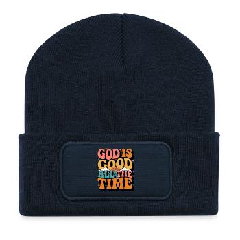 God Is Good All The Time Retro - Recycelte Patch Beanie - French Navy - Vorne