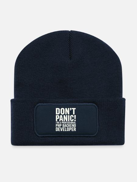 Don't Panic I'm A Professional PHP Backend - Recycled Patch Beanie - french navy