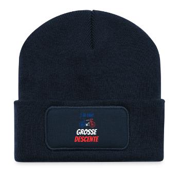 J'ai une Grosse Descente Cycliste France - Beanie recyclé à patch - bleu marine - Devant