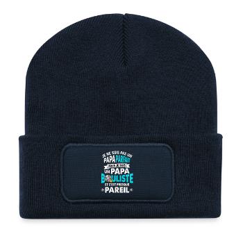 Papa Bouliste Parfait Pétanque Humour - Beanie recyclé à patch - bleu marine - Devant