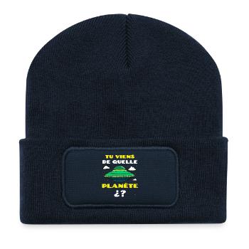 Tu viens de quelle planète ? (Alien) - Beanie recyclé à patch - bleu marine - Devant