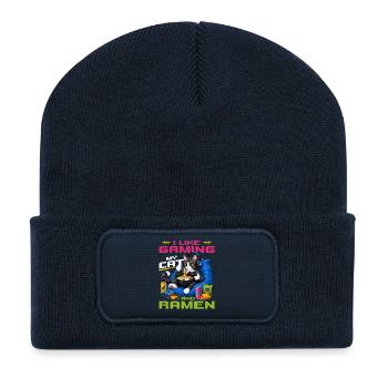 Gamer Gaming Cat Ramen Video Game - Recycelte Patch Beanie - French Navy - Vorne