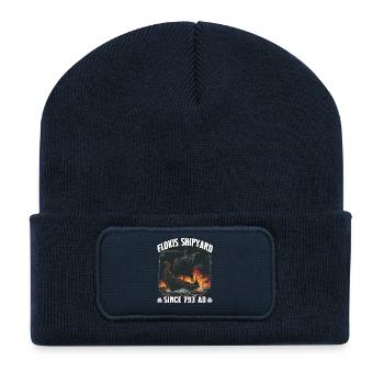 Flokis Shipyard since 793 AD - Recycled Patch Beanie - french navy - Front