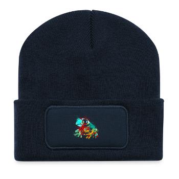 Frog Splash Art - Recycled Patch Beanie - french navy - Front
