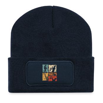 Vintage Saxophone Design for Saxophonists - Recycled Patch Beanie - french navy - Front