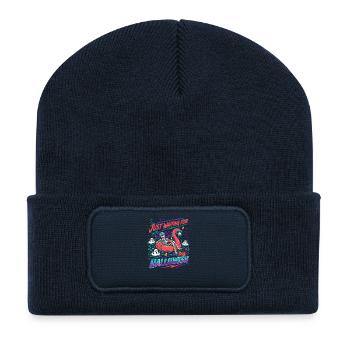 Just Waiting For Halloween Skeleton Flamingo - Recycled Patch Beanie - french navy - Front