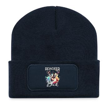 Papa renne - Beanie recyclé à patch - bleu marine - Devant