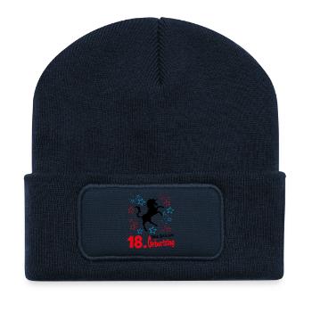 Einhorn Geburtstag 18 Jahre Unicorn Birthday - Recycelte Patch Beanie - French Navy - Vorne