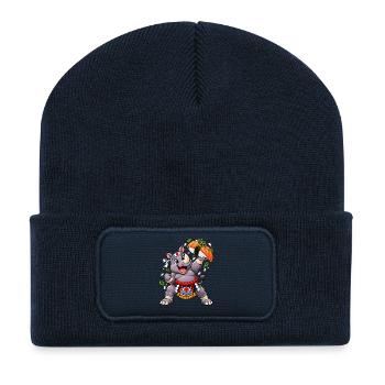 Sumo Rhino hebt eine Sushi-Platte hoch - Recycelte Patch Beanie - French Navy - Vorne