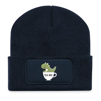 tea-rexTea Rex – Süßer Dinosaurier-Teetrinker Kawaii - Recycelte Patch Beanie - French Navy - Vorne
