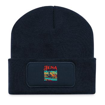 Jena Germany Saale Valley Skyline Panorama - Recycelte Patch Beanie - French Navy - Vorne