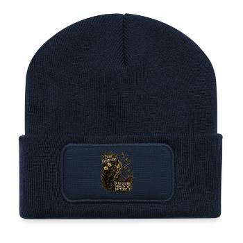 Overthinking Eule Grübel Humor für Introvertierte - Recycelte Patch Beanie - French Navy - Vorne