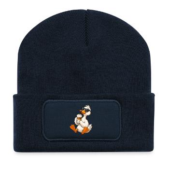 Ente mit Latte Macchiato - Recycelte Patch Beanie - French Navy - Vorne