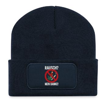 Rausch Nein Danke Verbotsschild - Recycelte Patch Beanie - French Navy - Vorne