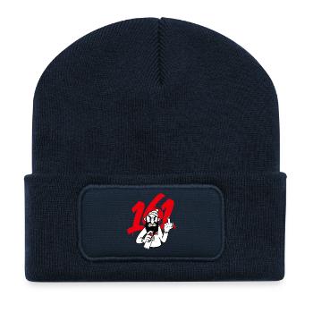 Graffiti-Bärtiger Rebell mit Spray - Recycelte Patch Beanie - French Navy - Vorne