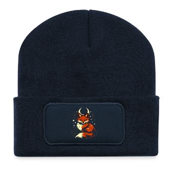 Mondfuchs im Sternenglanz - Recycelte Patch Beanie - French Navy - Vorne