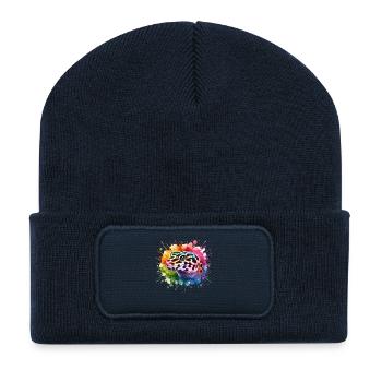 Leopardgecko Motiv - Recycelte Patch Beanie - French Navy - Vorne