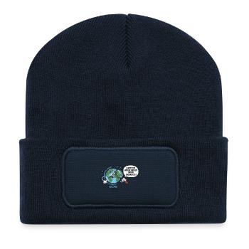 Funny Geography The whole world on your shoulders - Recycled Patch Beanie - french navy - Front