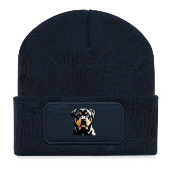 Rottweiler - Pet Dog Sticker - Recycelte Patch Beanie - French Navy - Vorne