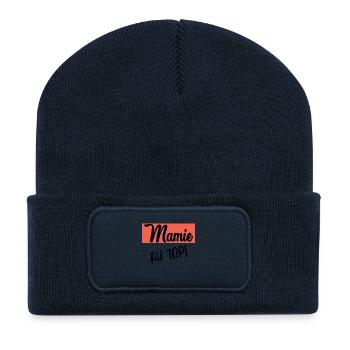 MAMIE - Beanie recyclé à patch - bleu marine - Devant