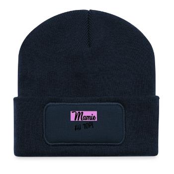 FÊTE DES MÈRES. BONNE FÊTE MAMAN. MAMAN - Beanie recyclé à patch - bleu marine - Devant