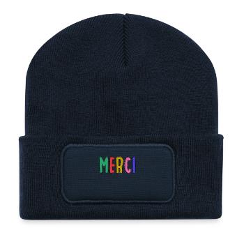 MERCI. MAÎTRESSE. MAÎTRE. MERCI MAÎTRESSE - Beanie recyclé à patch - bleu marine - Devant