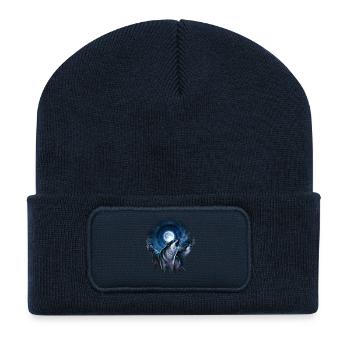 Rahmenlos JL Wolf - Design Geschenk - Recycelte Patch Beanie - French Navy - Vorne