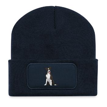 Border Collie Dog - Recycled Patch Beanie - french navy - Front