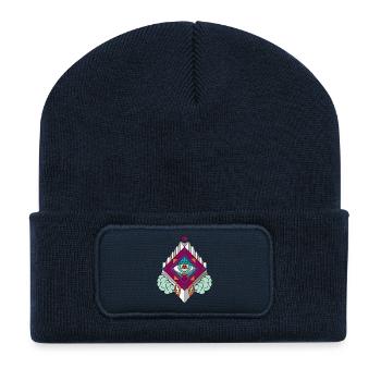 Géométrie géométrique GeomTRIBE tatouage KoralDesign - Beanie recyclé à patch - bleu marine - Devant
