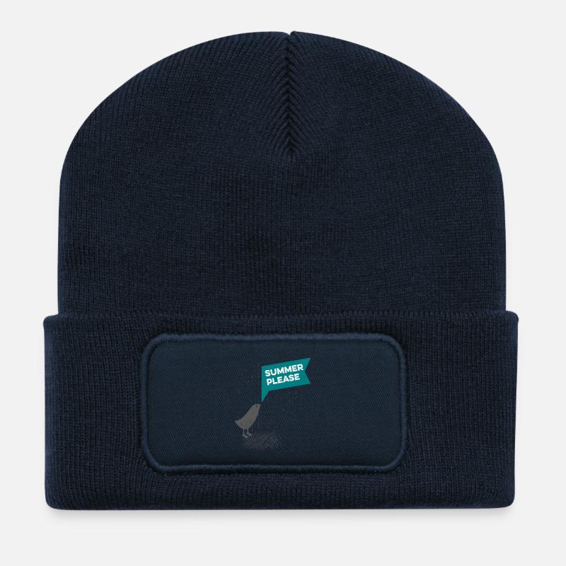 Süßer Vogel im Regen - Summer please - Recycelte Patch Beanie - French Navy