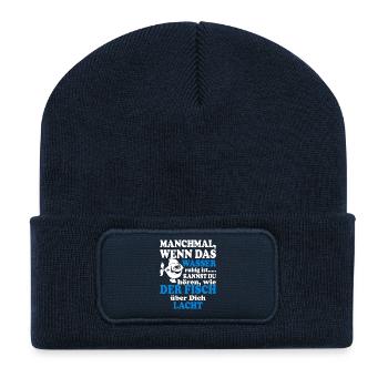 Angeln Fisch lacht - Recycelte Patch Beanie - French Navy - Vorne